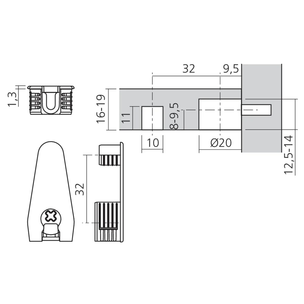 Boîtier excentrique EXPANDO Ø20 + 10 mm