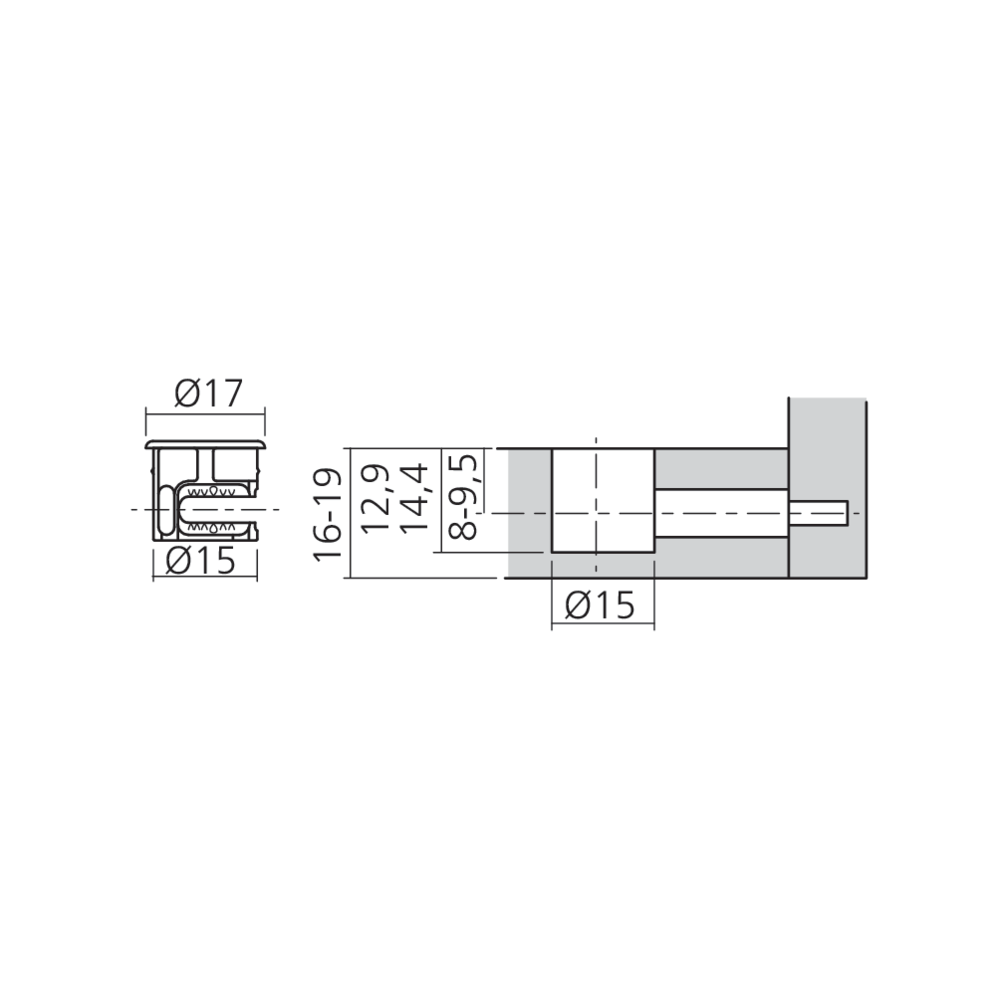 Boîtier excentrique Ø15 mm avec rebord