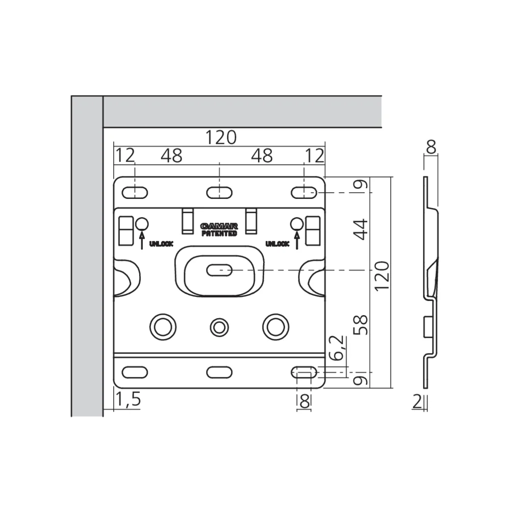 Support mural pour attache 807