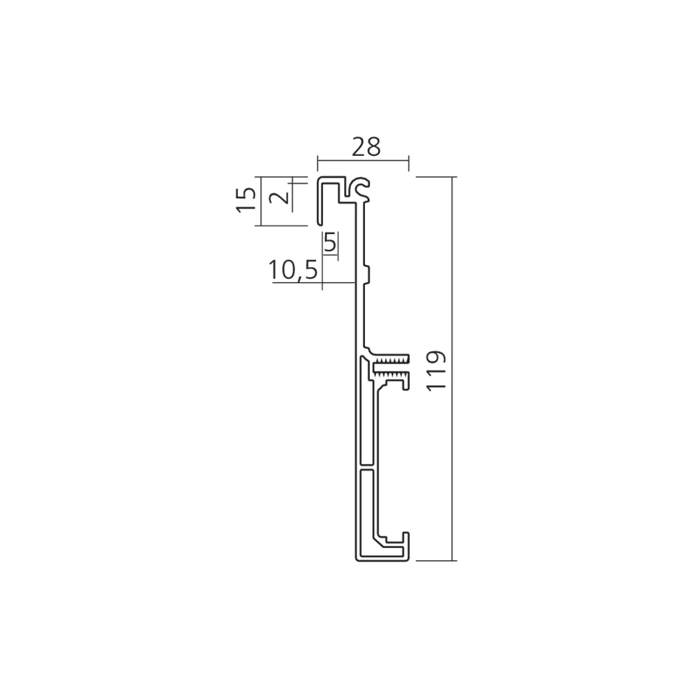 Profil haut/bas pour cadre de porte PS40