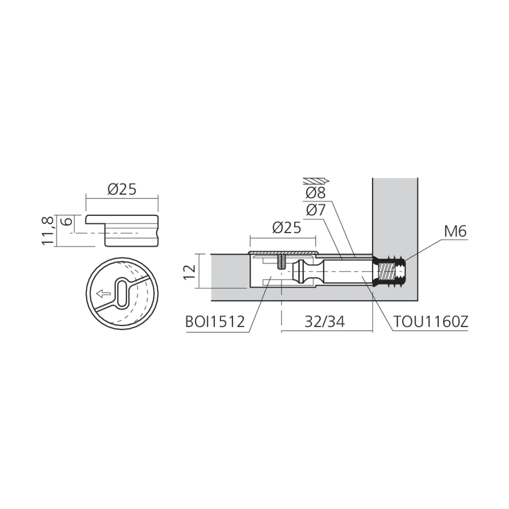 Boîtier excentrique KOFIX Ø25 mm