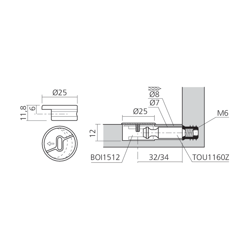 Boîtier excentrique KOFIX Ø25 mm