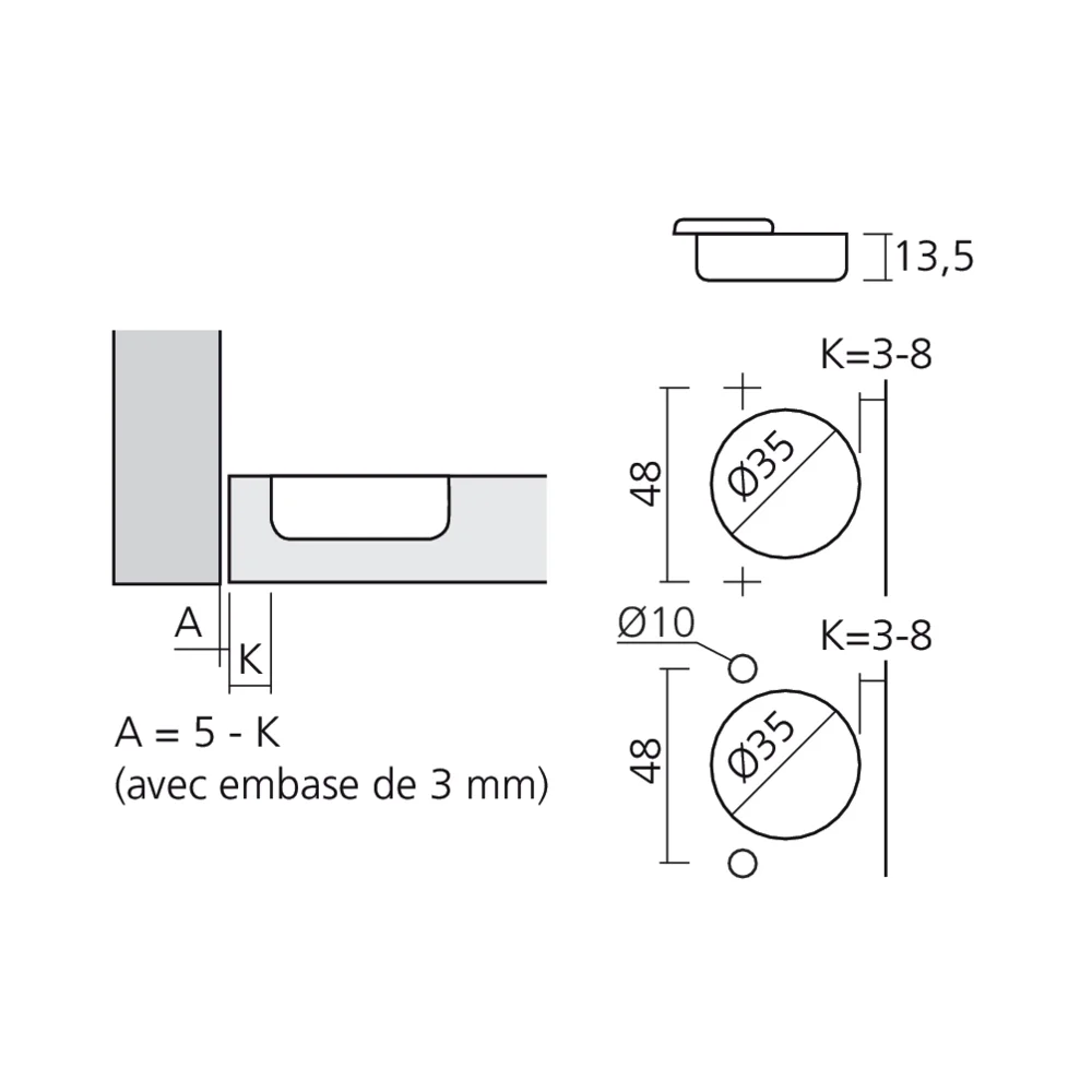 Charnière 155° encloisonnée amortie Silentia+