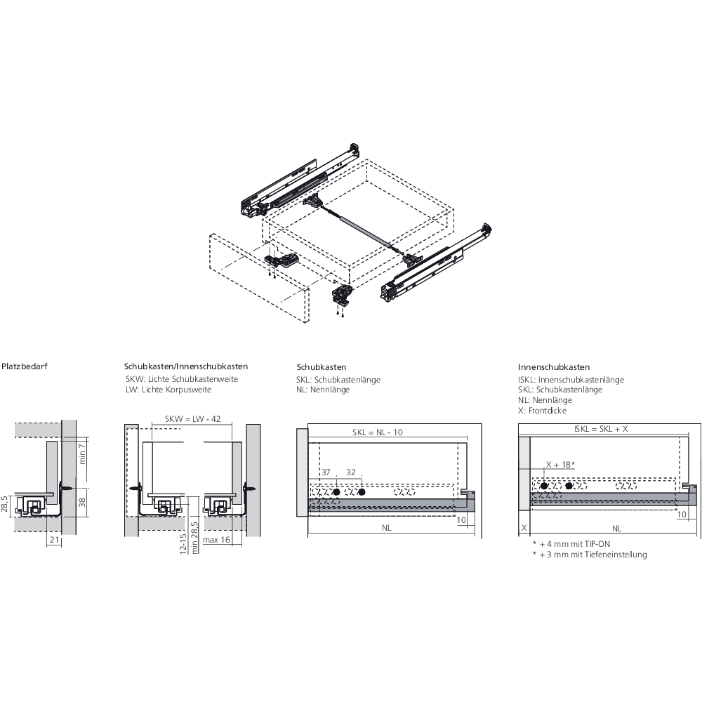 Coulisse MOVENTO 40 kg TIP-ON