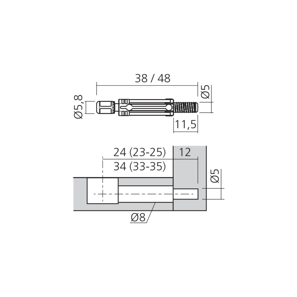 Tourillon QUICKFIT TL2 Ø5 mm