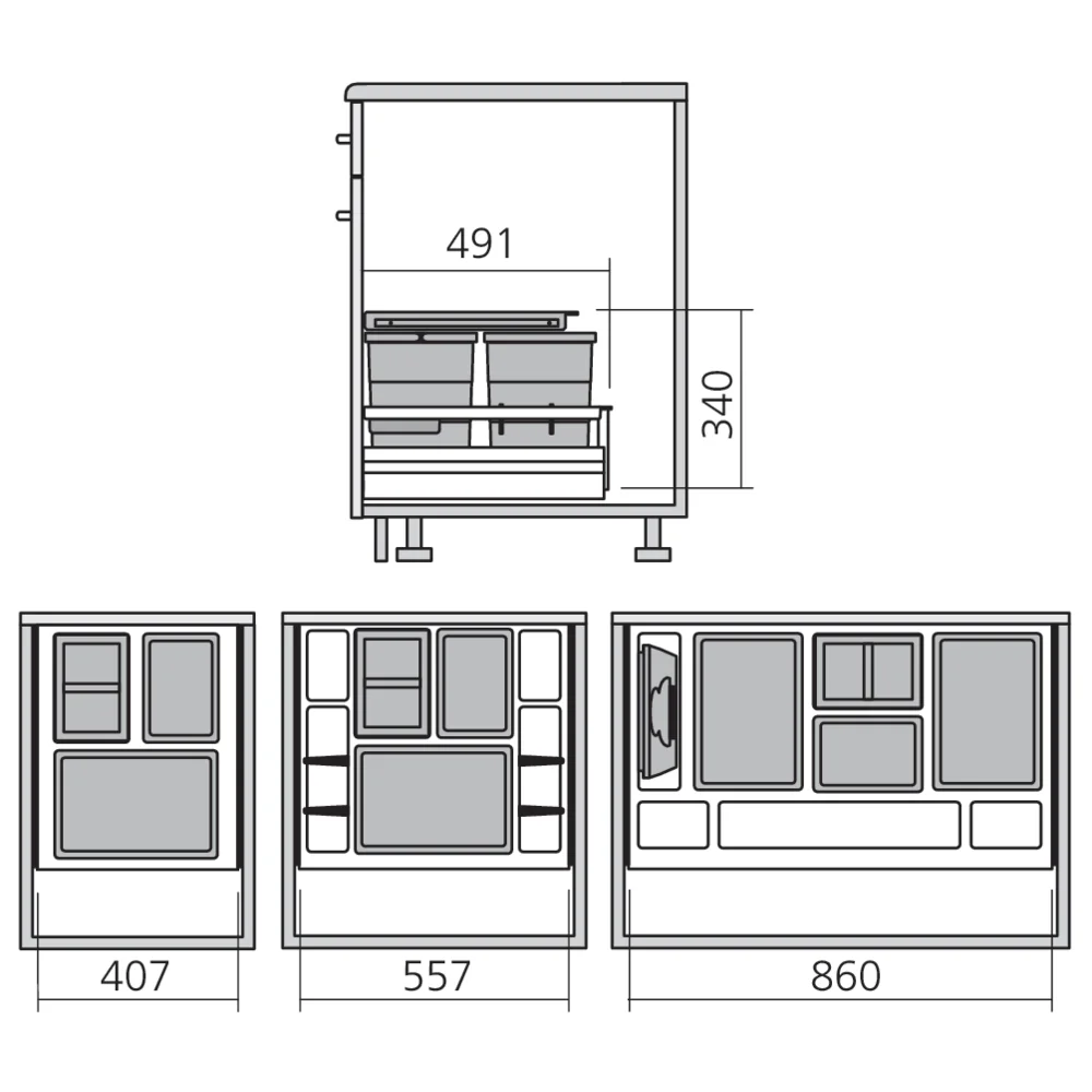 Set pour poubelles à poser SEPARATO-K