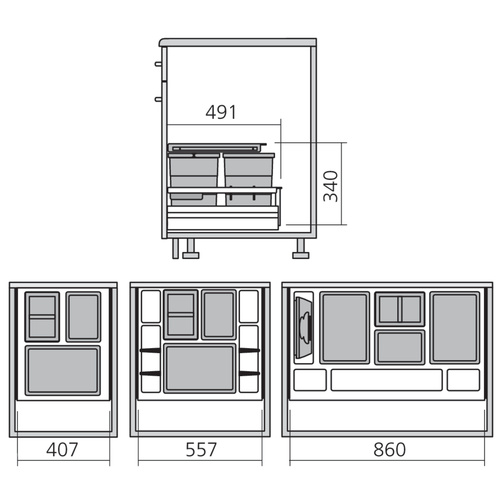Set pour poubelles à poser SEPARATO-K
