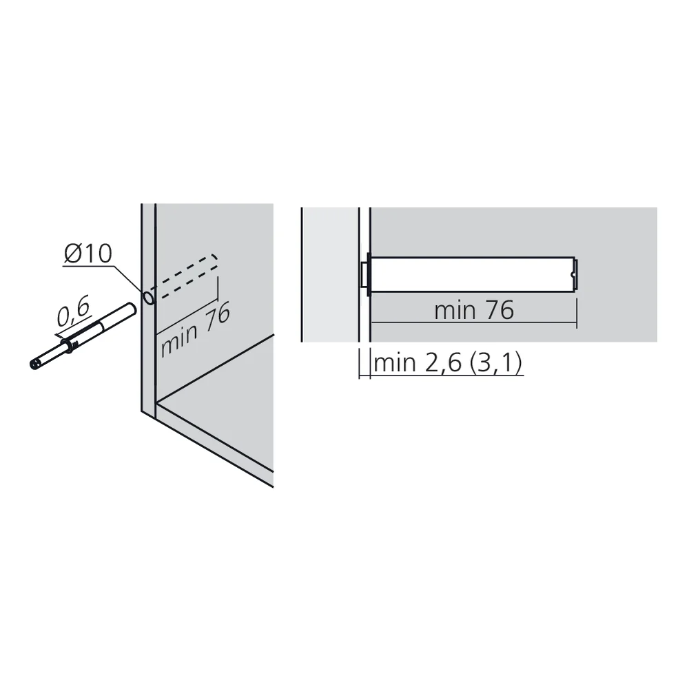 TIP-ON pour charnière avec ressort