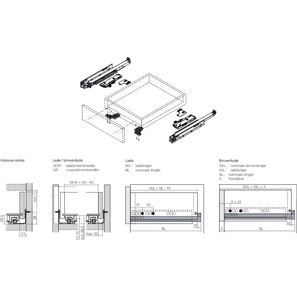 Coulisse MOVENTO 70 kg BLUMOTION / TIP-ON BLUMOTION