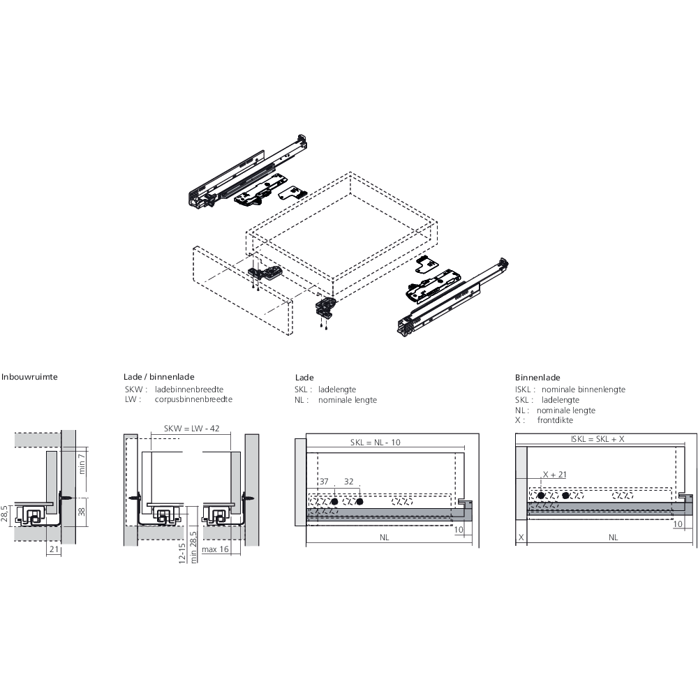 Coulisse MOVENTO 70 kg BLUMOTION / TIP-ON BLUMOTION