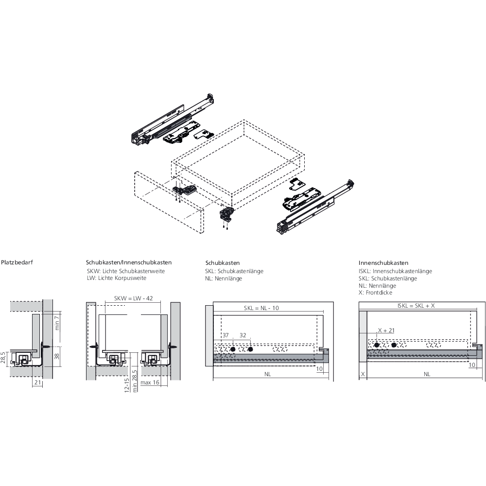 Coulisse MOVENTO 70 kg BLUMOTION / TIP-ON BLUMOTION