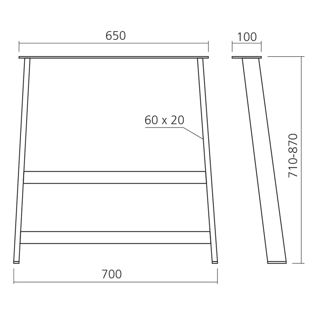 Pied de table incliné