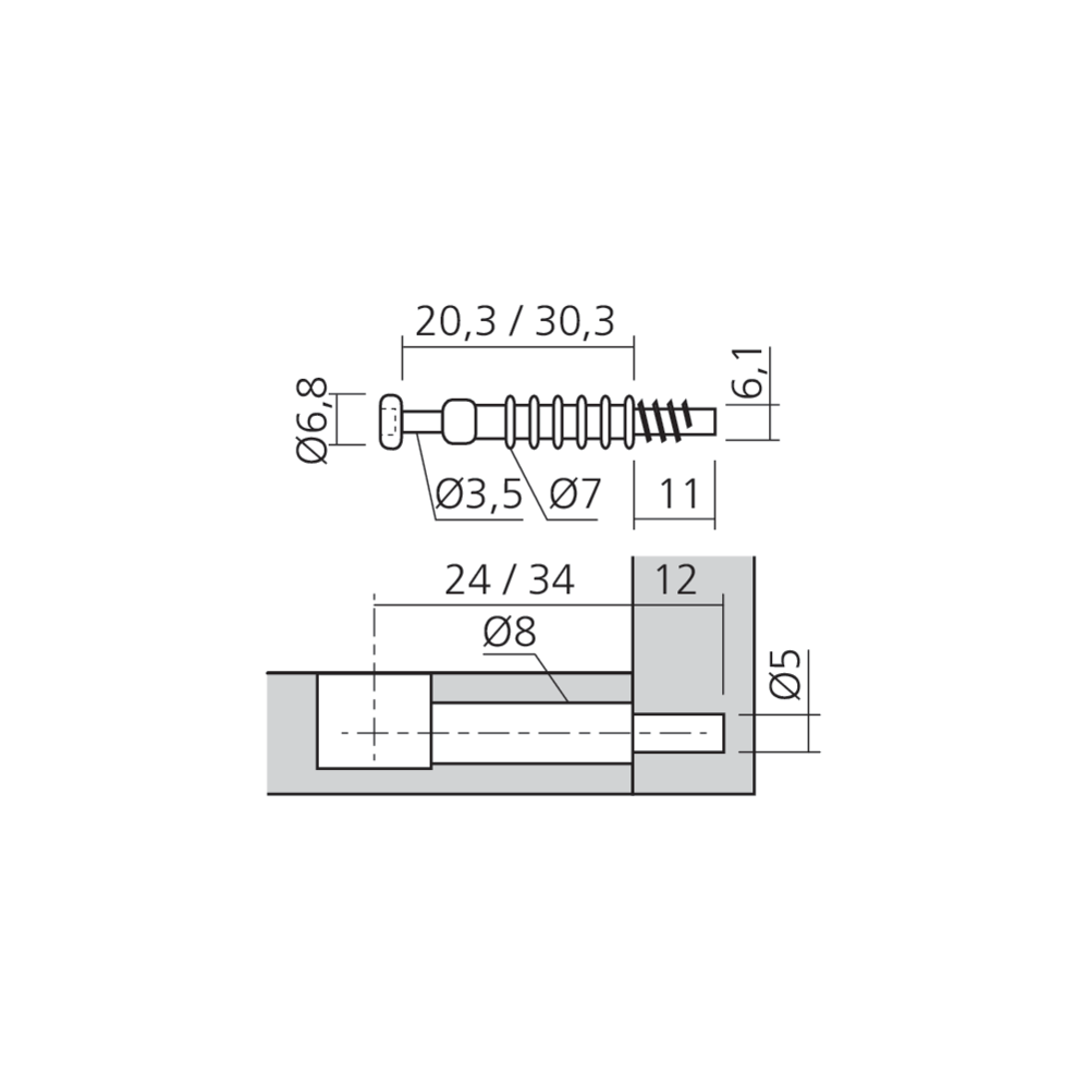 Tourillon allégé MINI filet bois