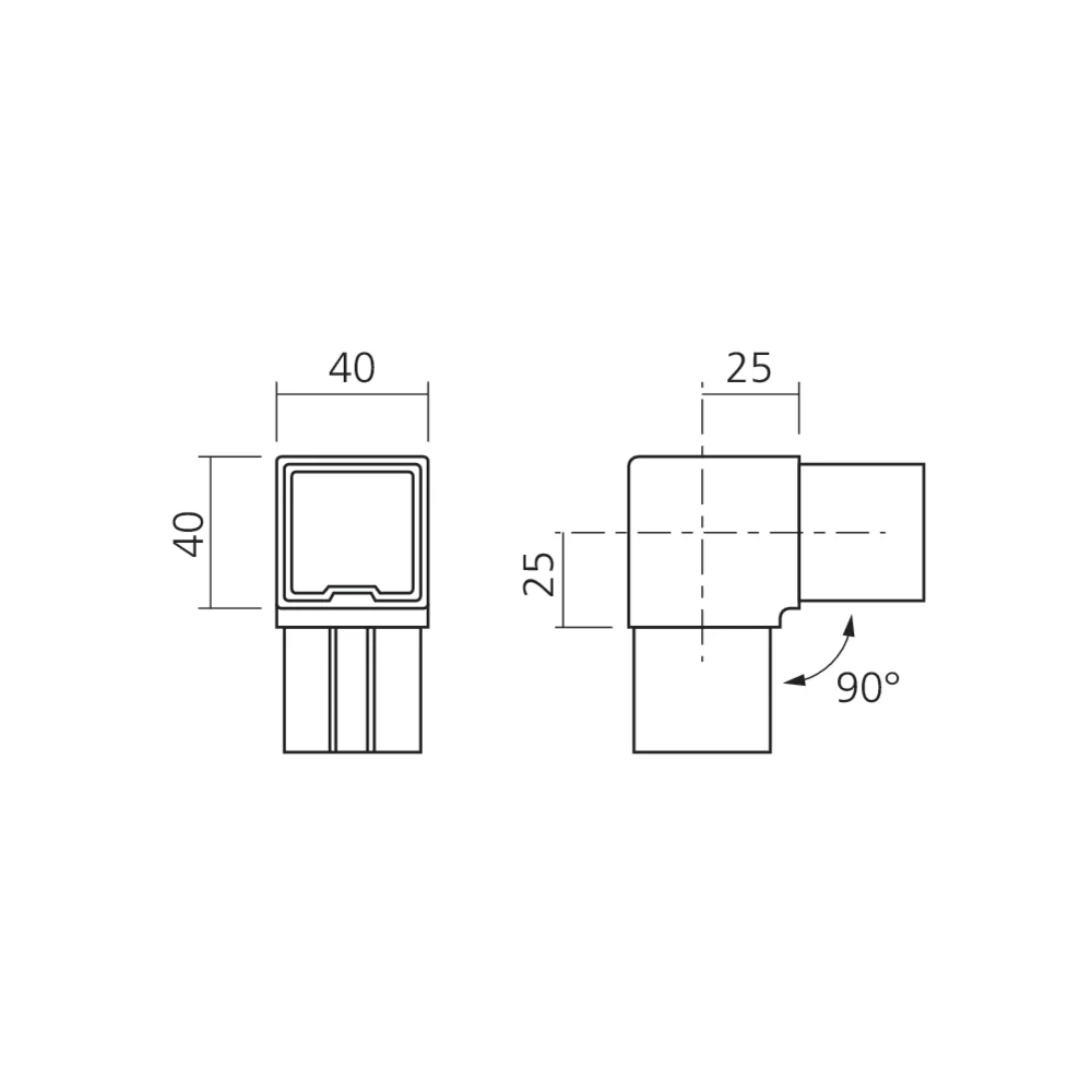 Raccord d'angle SQUARE-LINE carré