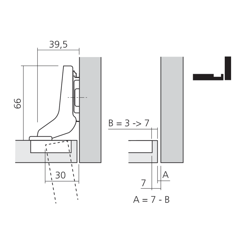 Charnière CLIP top BLUMOTION 110° pour porte encloisonnée