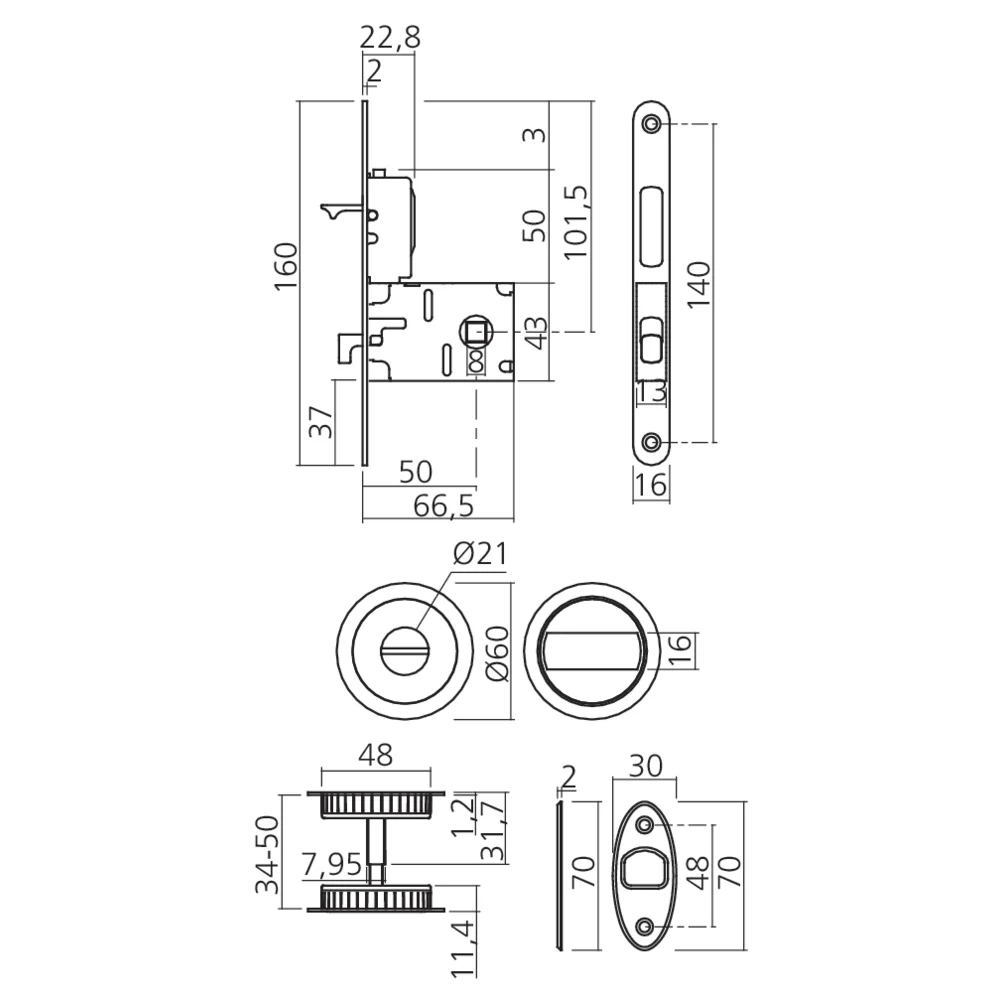 Ensemble fermeture porte coulissante