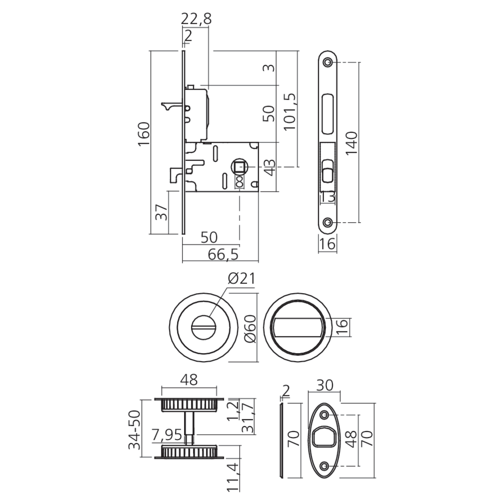Ensemble fermeture porte coulissante