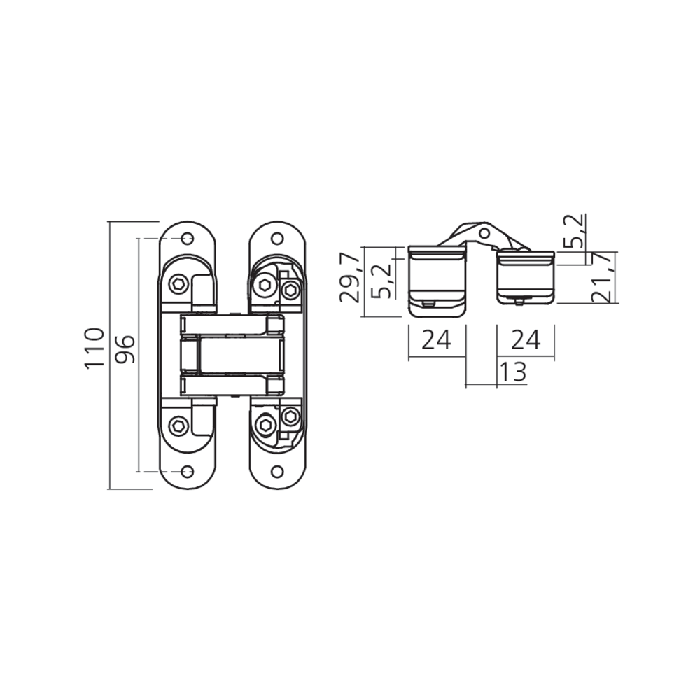 Charnière invisible acier 60 kg
