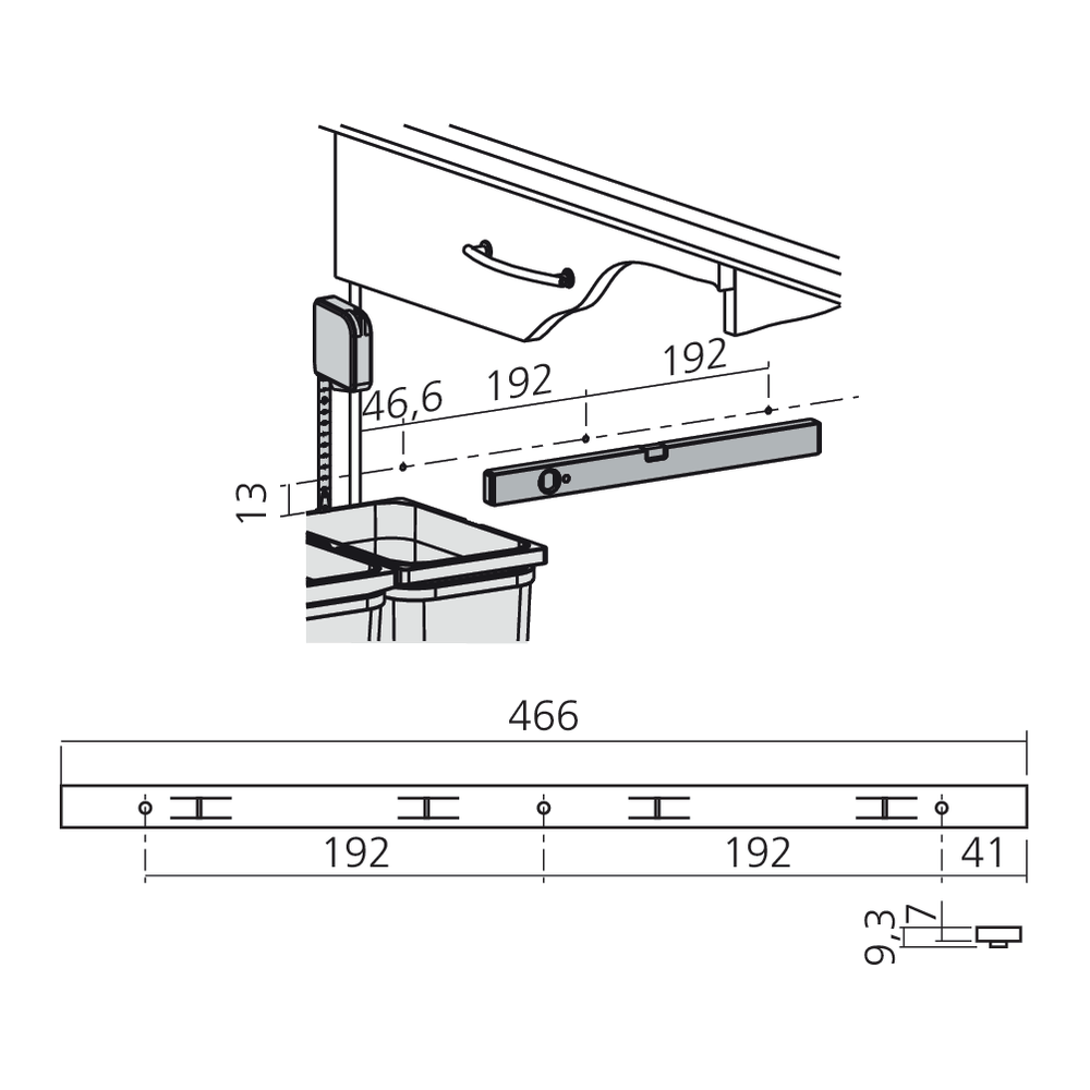 Set modulable pour poubelles pour tiroir TANDEMBOX