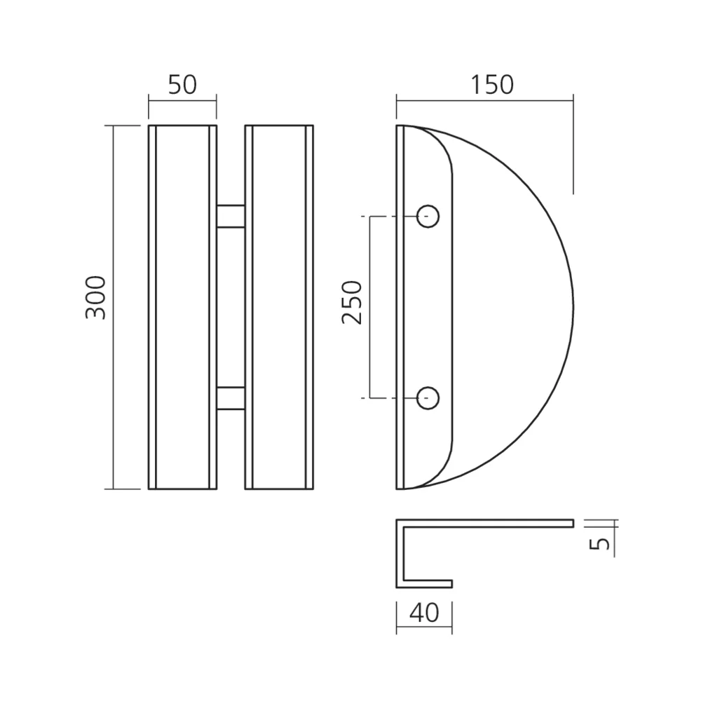 Paire de poignées de tirage demi-lune