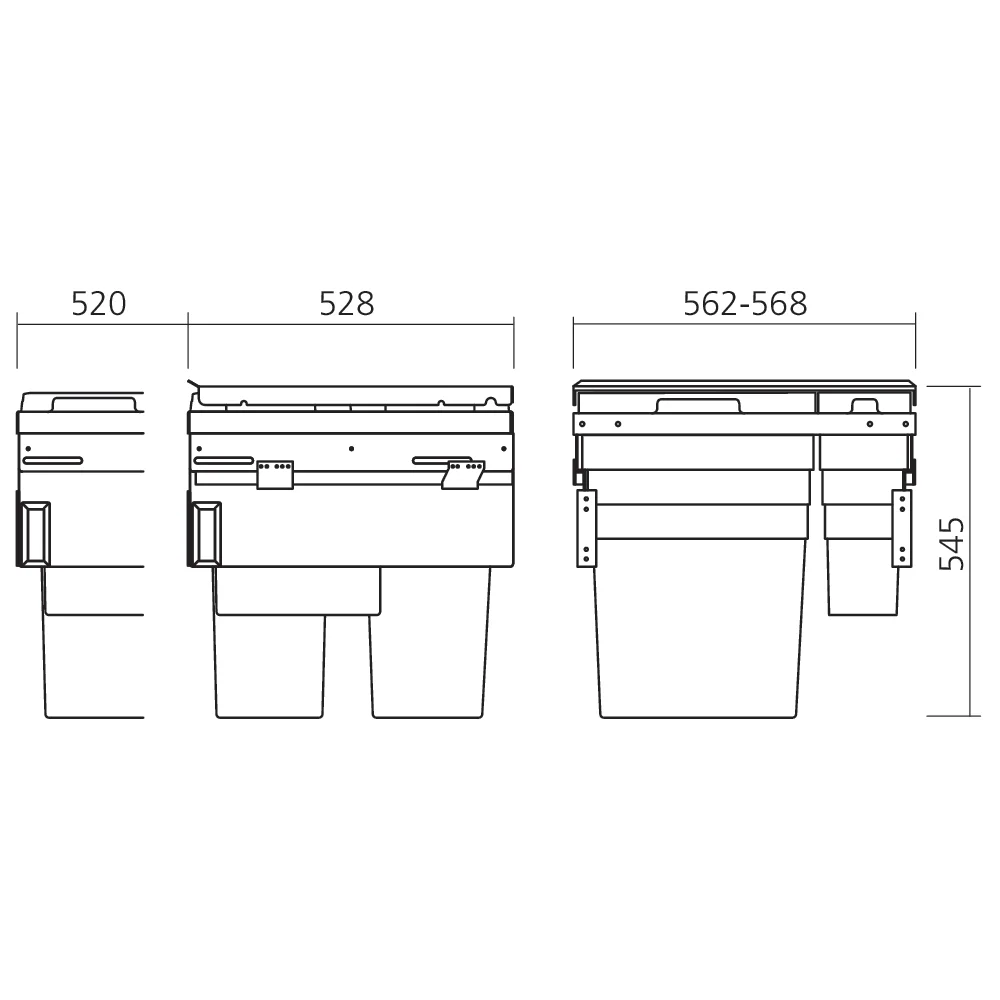Poubelle EURO-CARGO pour élément de 600 mm 91 L