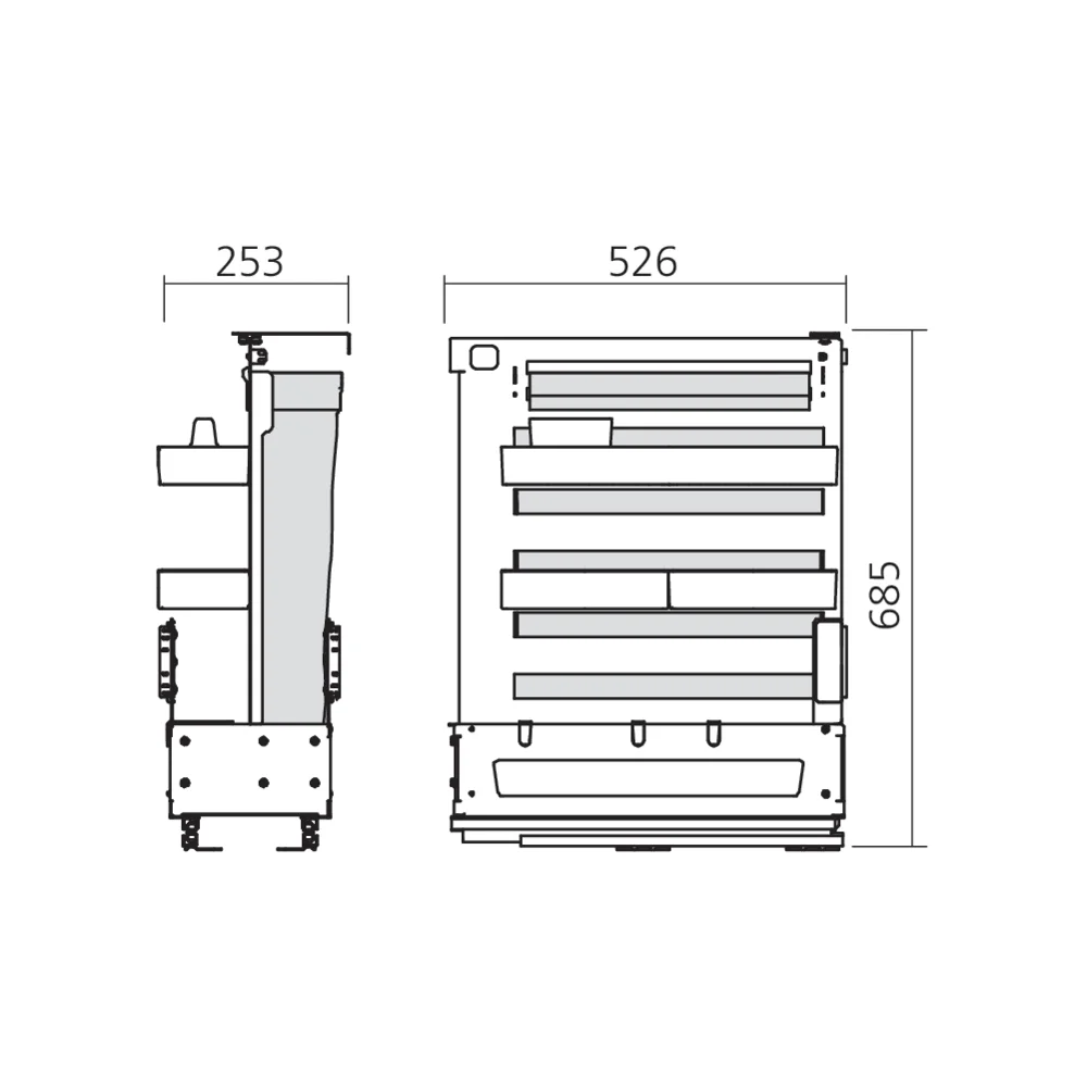 Ensemble coulissant SOUS-CHEF TRAY pain-bouteille