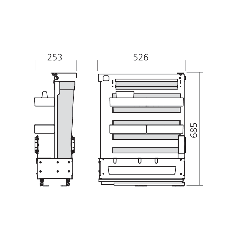 Ensemble coulissant SOUS-CHEF TRAY pain-bouteille