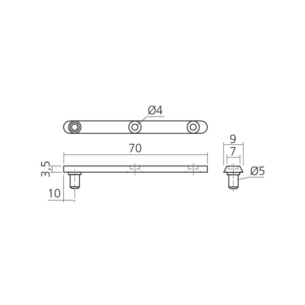 Pivot droit 2 bouts ronds