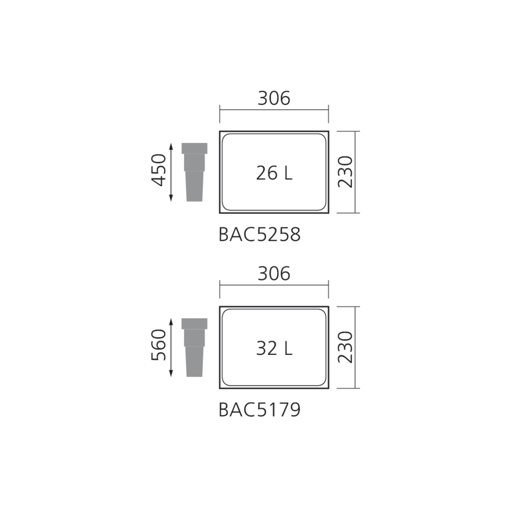 Seaux pour poubelle tiroir TANDEMBOX