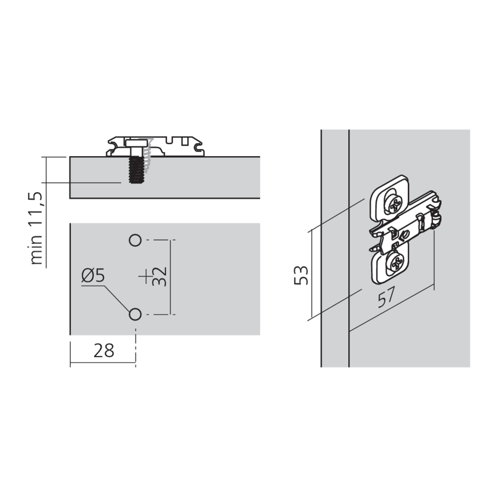 Embase CLIP à Eurovis à 28 mm