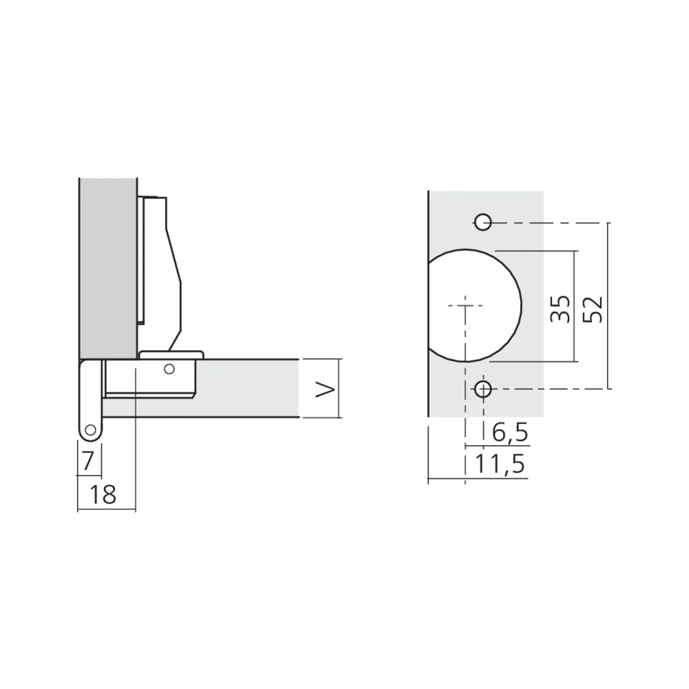 Charnière à frapper 270°