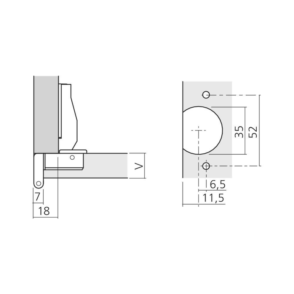 Charnière à frapper 270°