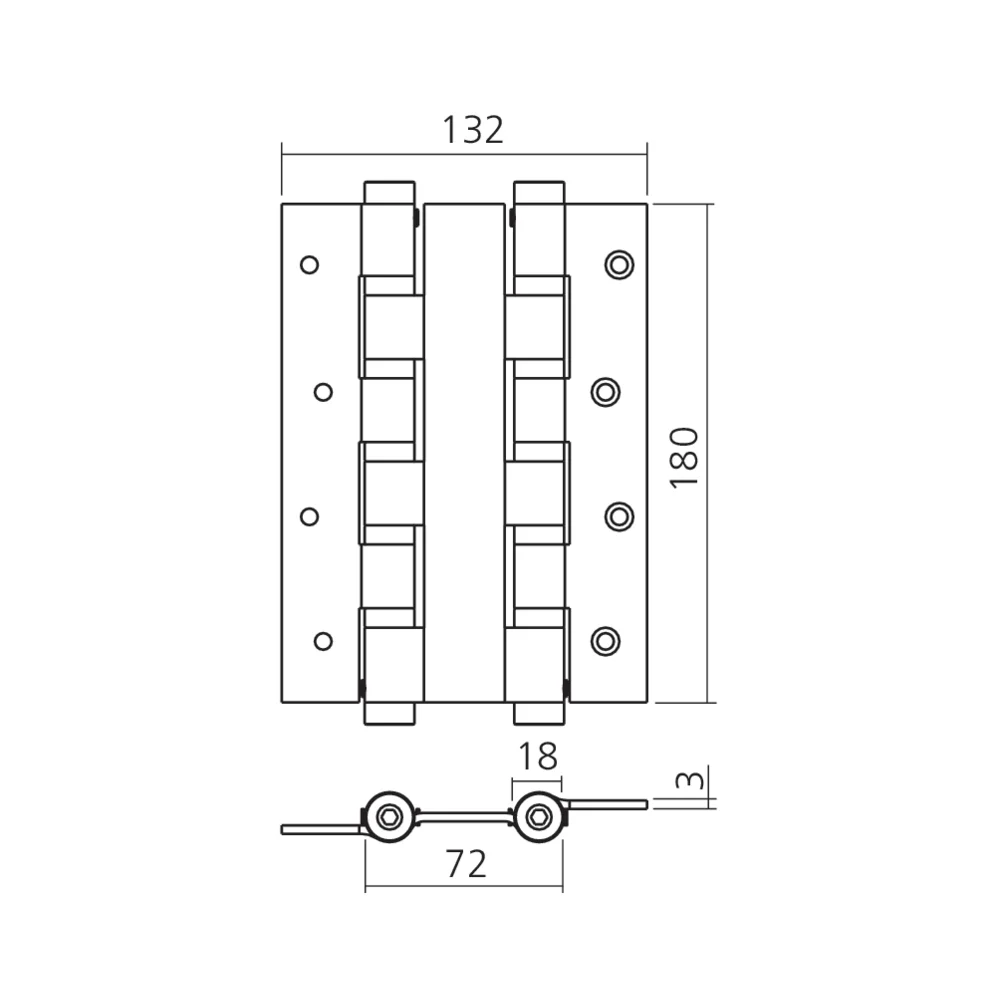 Charnière 10 roulements double action