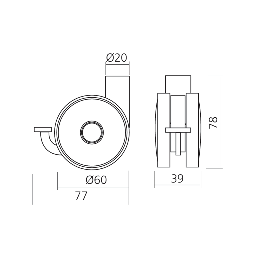 Roulette double galet à frein SPEEDY