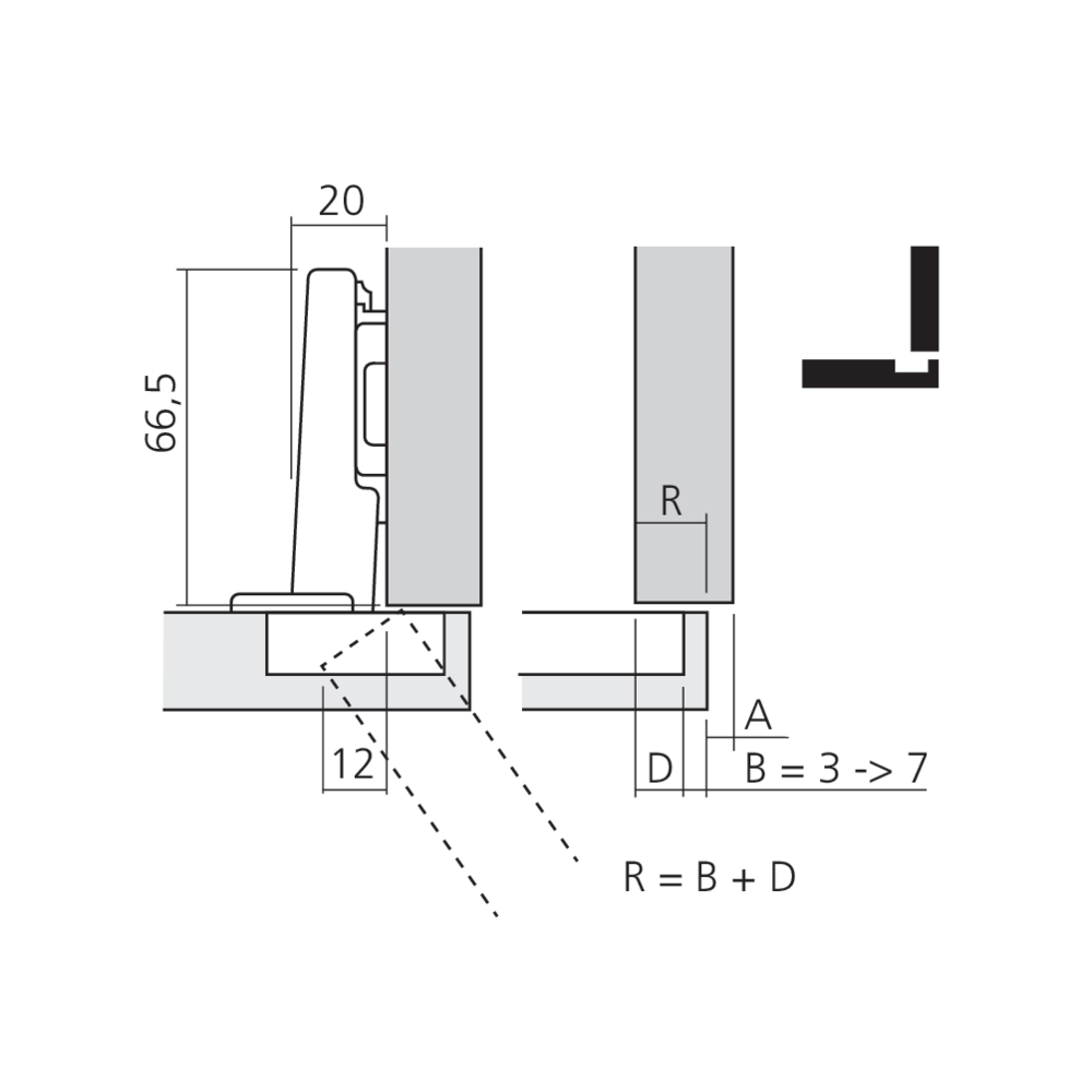 Charnière CLIP top 110° pour porte en applique, sans ressort