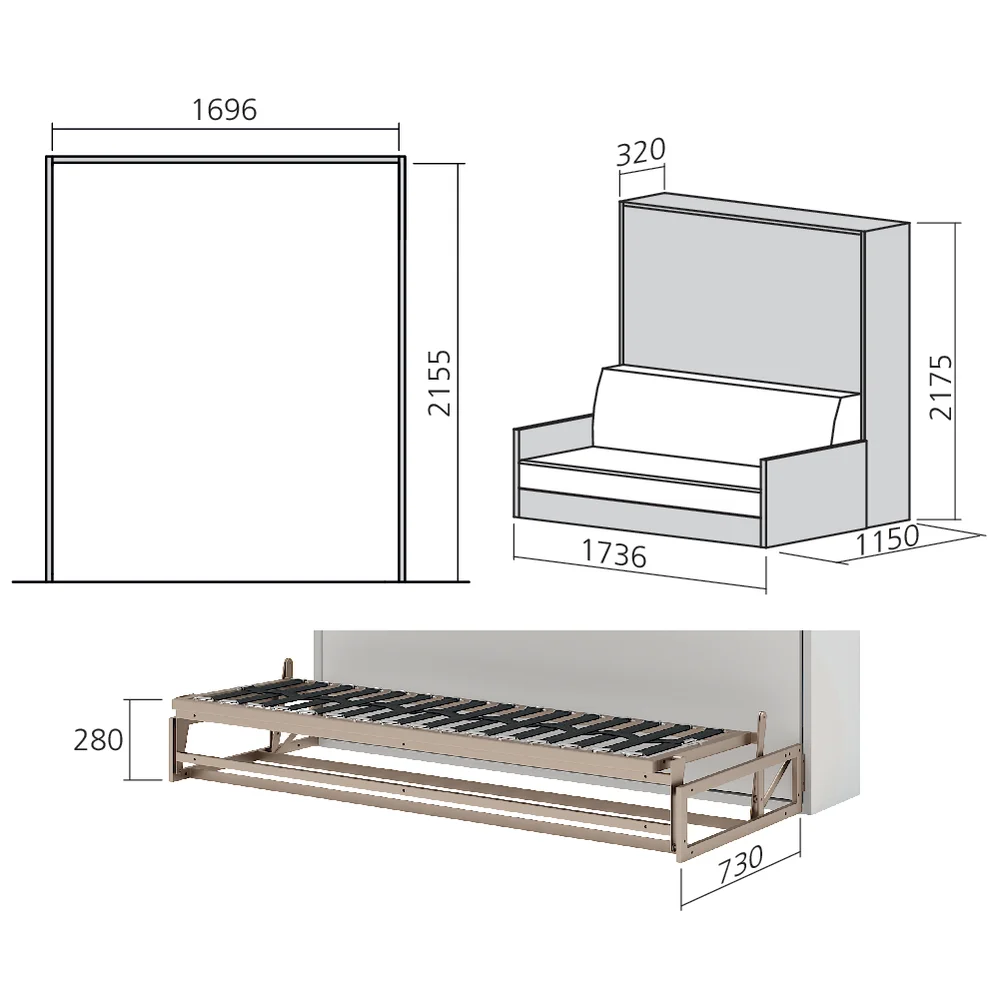 Ferrure de canapé pour lit vertical escamotable