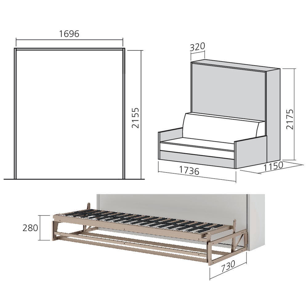 Ferrure de canapé pour lit vertical escamotable