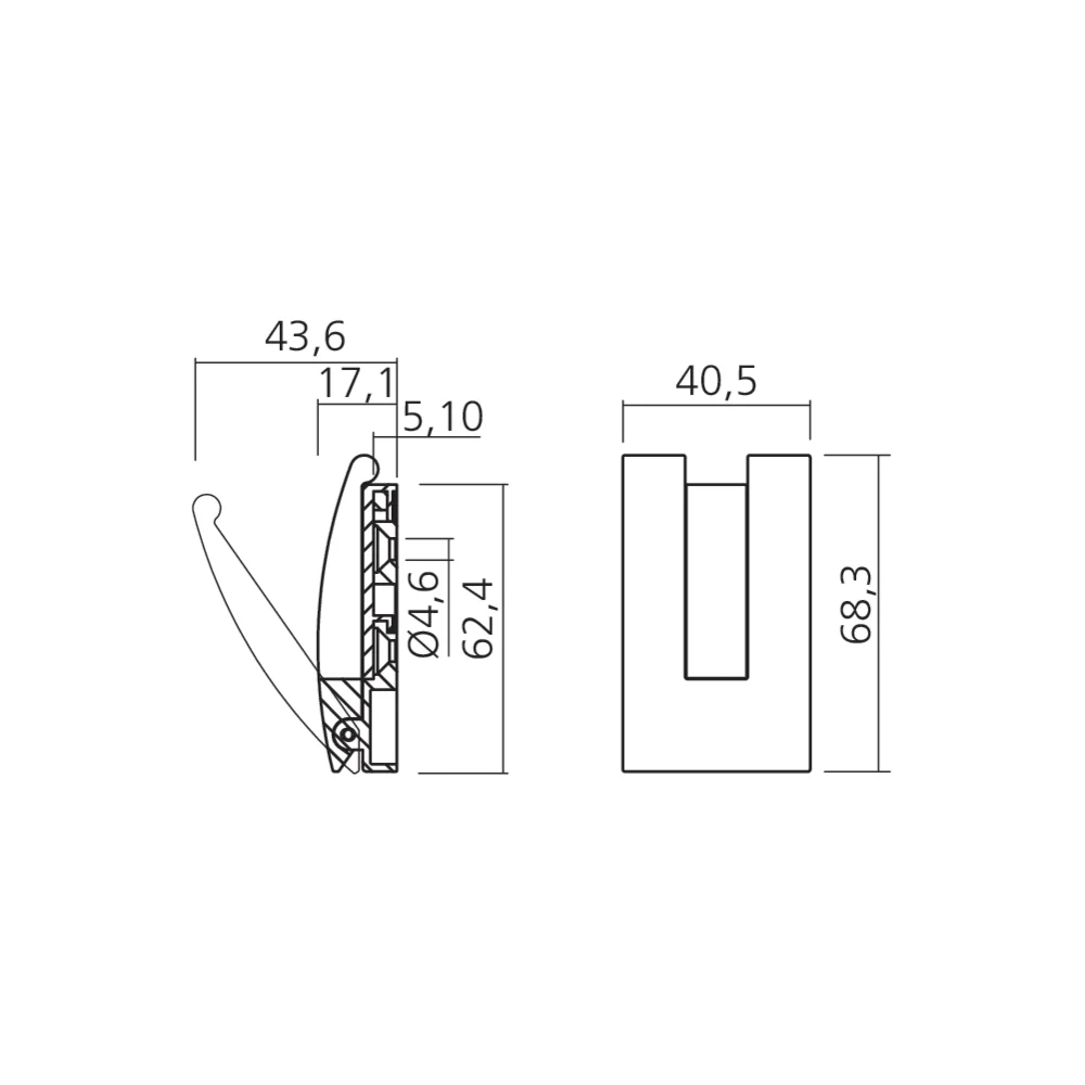 Patère double rabattable