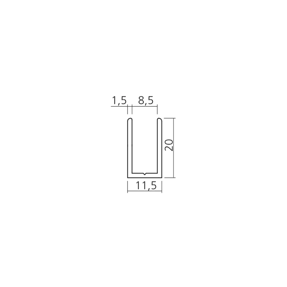 Profil U pour verre de 8 mm