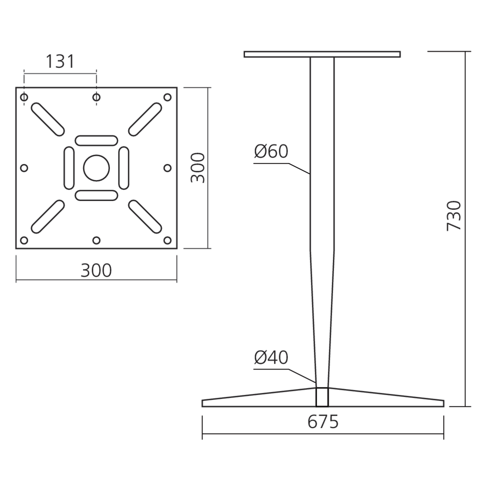 Pied de table en croix