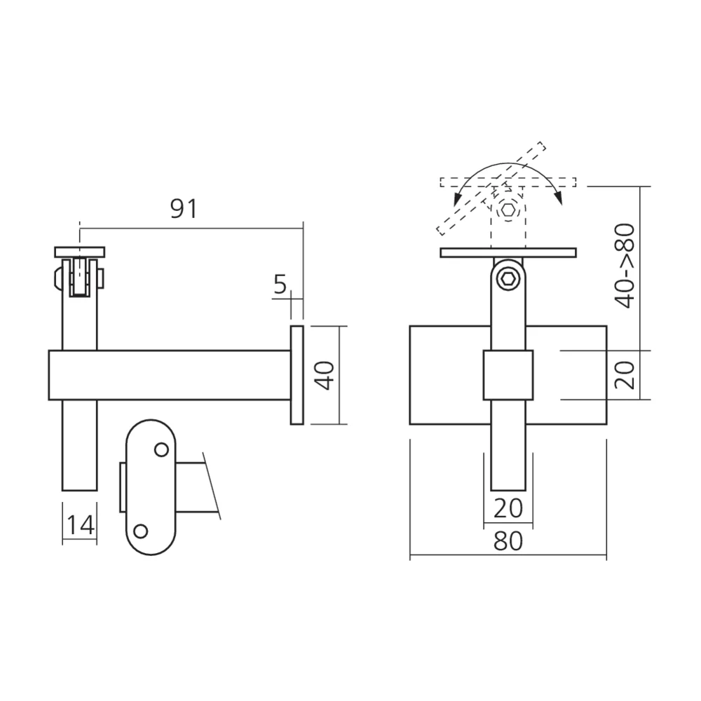 Support orientable SQUARE-LINE carré