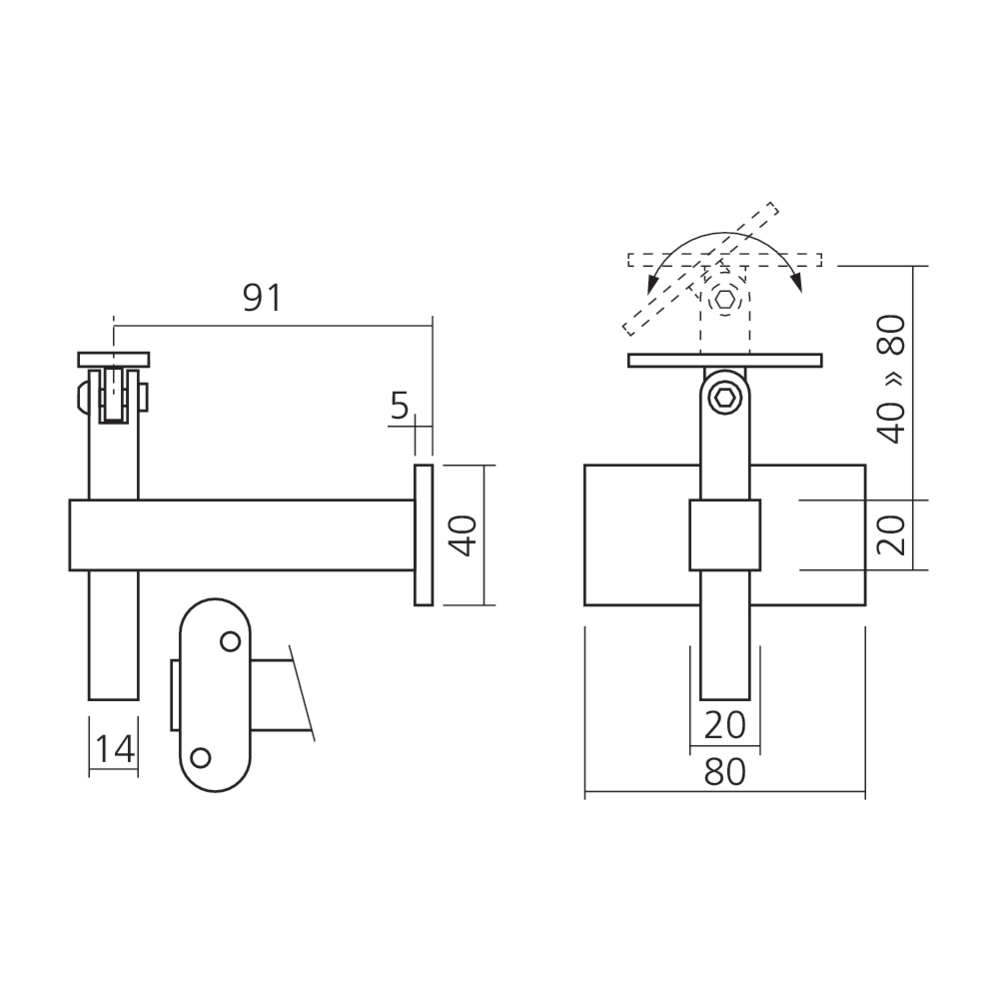 Support orientable SQUARE-LINE carré