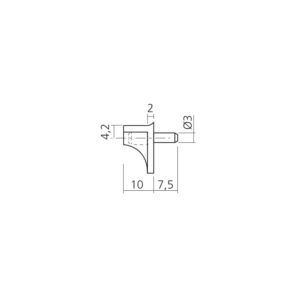 Taquet de rayon Ø3 mm