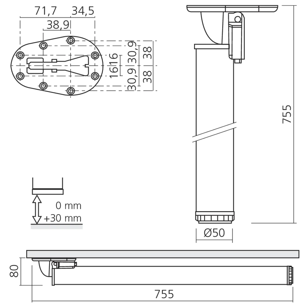 Pied de table repliable