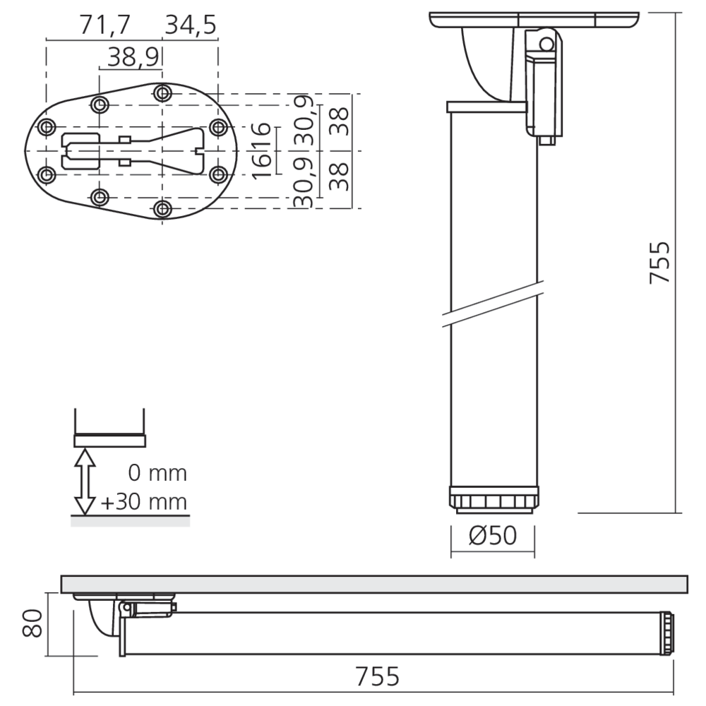 Pied de table repliable