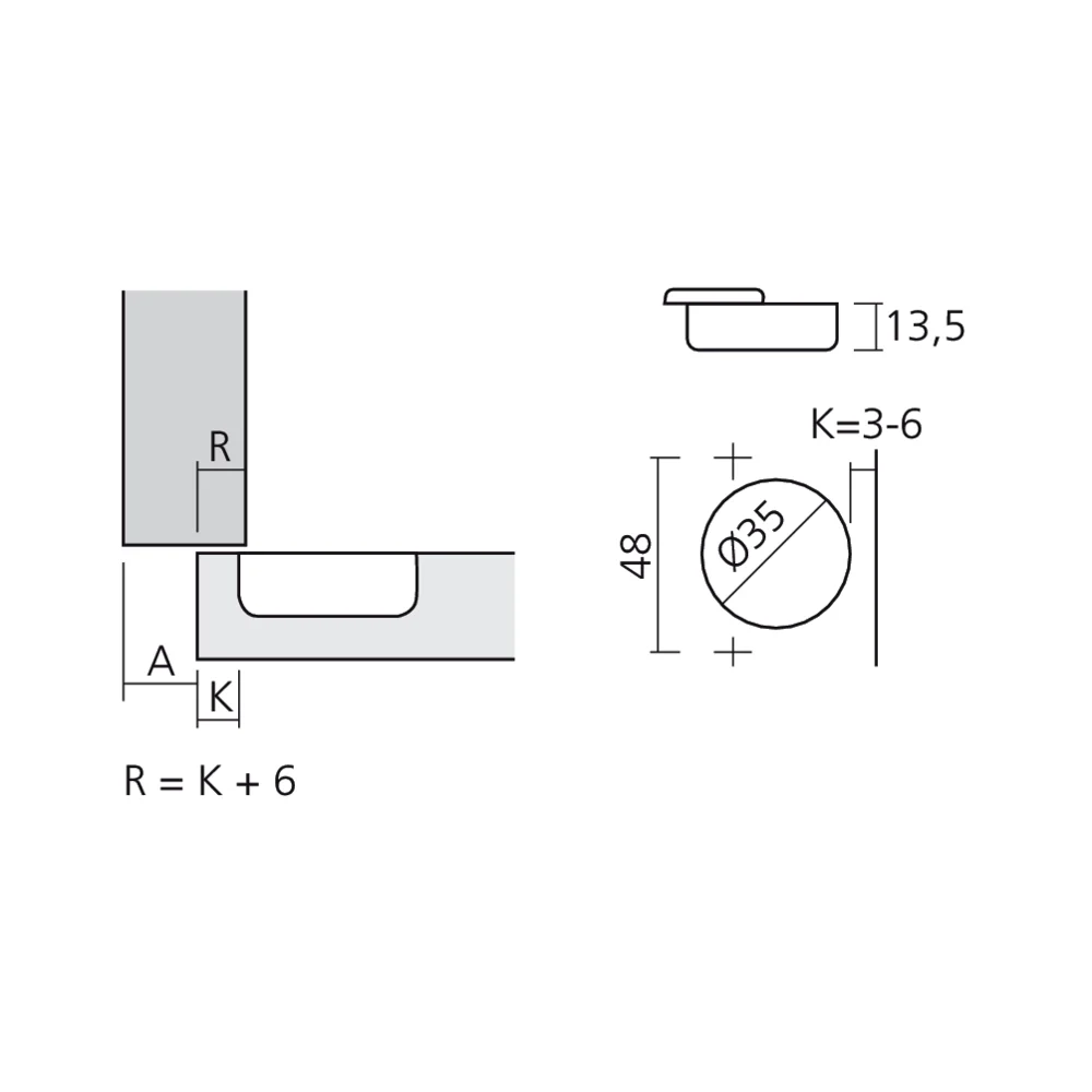 Charnière Titanium 110° en semi-applique amortie Silentia+