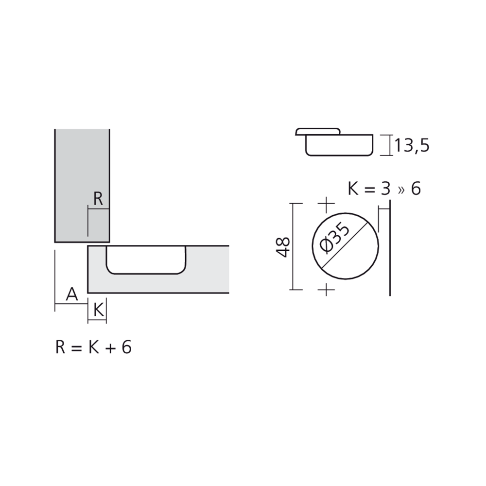 Charnière Titanium 110° en semi-applique amortie Silentia+