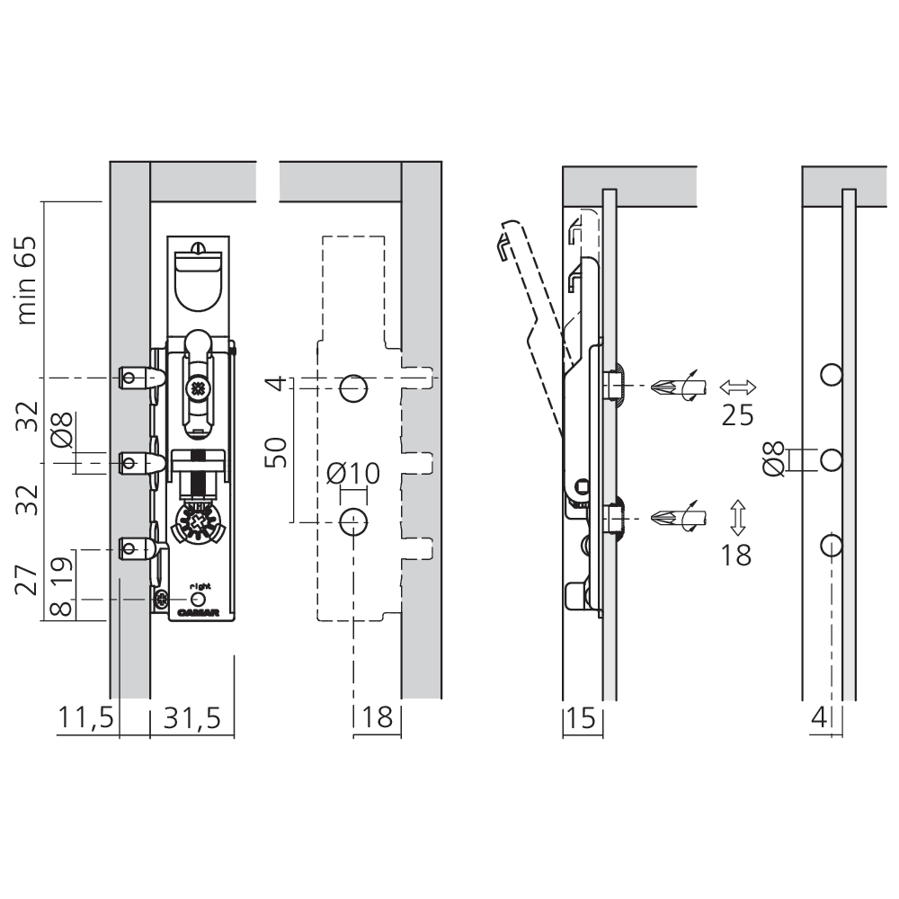 Attache invisible pour élément