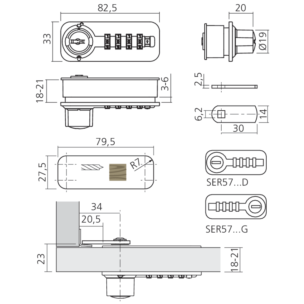 Serrure batteuse à chiffres et à clé code fixe