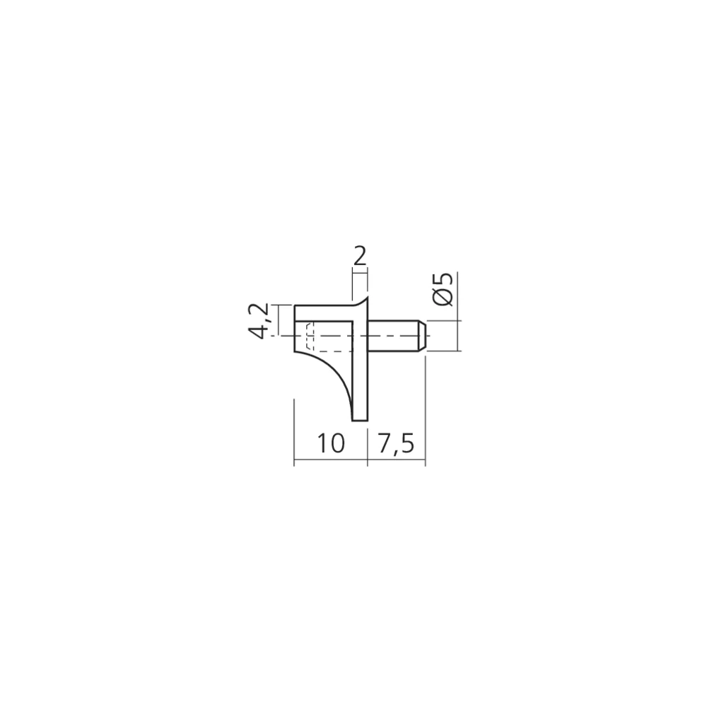 Taquet de rayon Ø5 mm